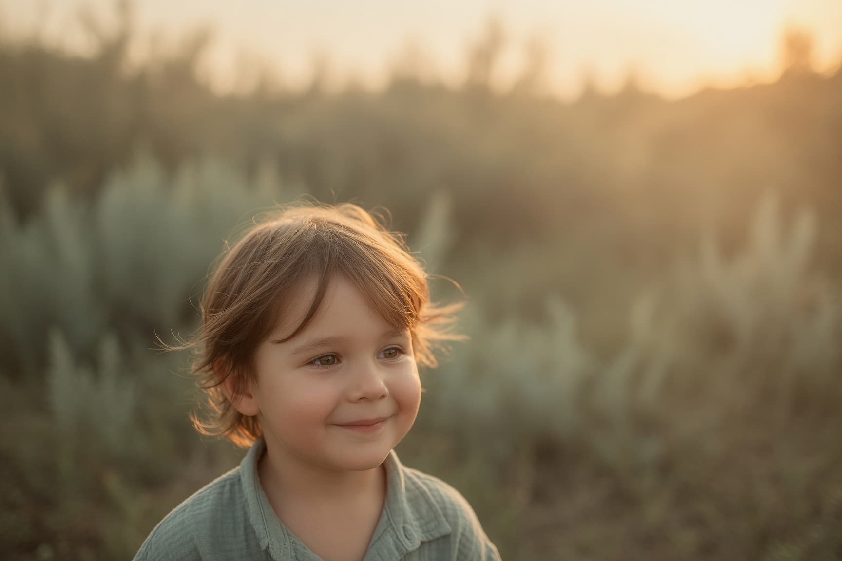 Enfant serein en pleine lumière